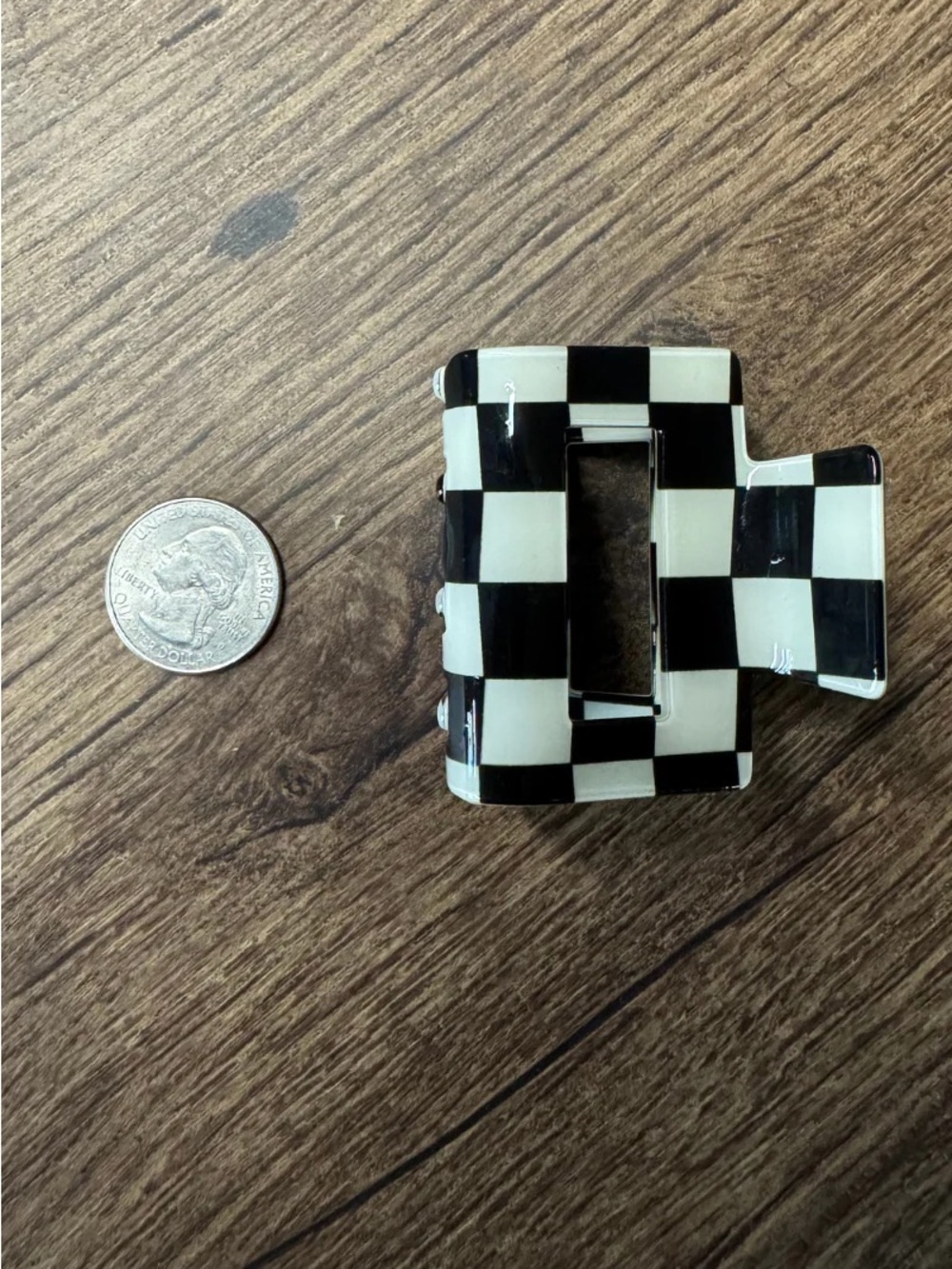 Black & White Checkered Hair Claw Clip